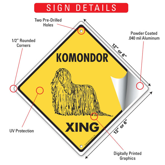 Komondor Xing (Crossing) Dog Signs or Sticker