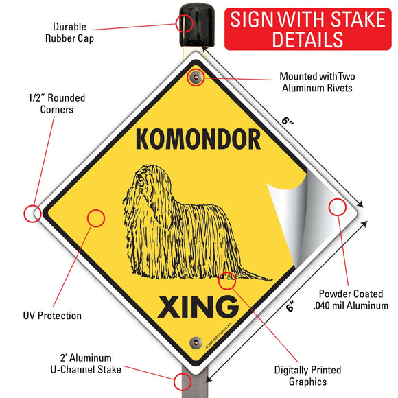 Komondor Xing (Crossing) Dog Signs or Sticker