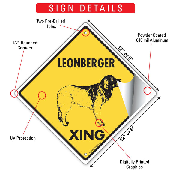 Leonberger Xing (Crossing) Dog Signs or Sticker