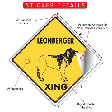 Leonberger Xing (Crossing) Dog Signs or Sticker - 0