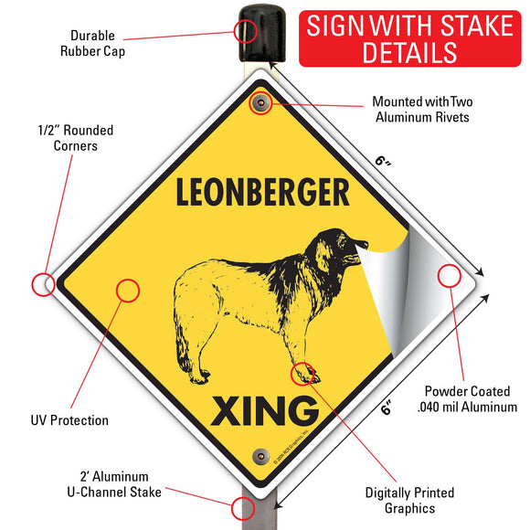 Leonberger Xing (Crossing) Dog Signs or Sticker