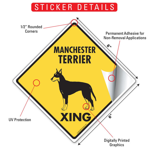 Manchester Terrier Xing (Crossing) Dog Signs or Sticker
