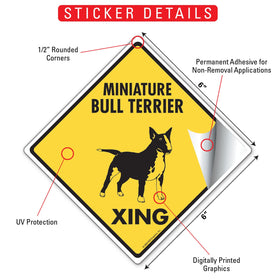Miniature Bull Terrier Xing (Crossing) Dog Signs or Sticker - 0