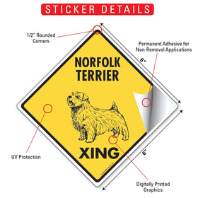 Norfolk Terrier Xing (Crossing) Dog Signs or Sticker - 0