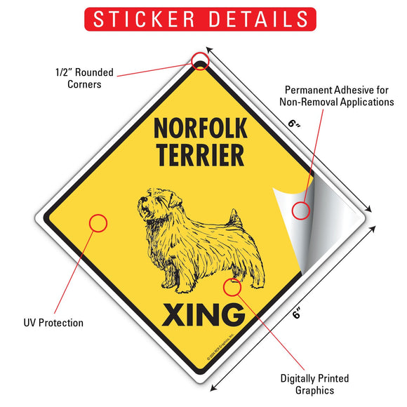 Norfolk Terrier Xing (Crossing) Dog Signs or Sticker