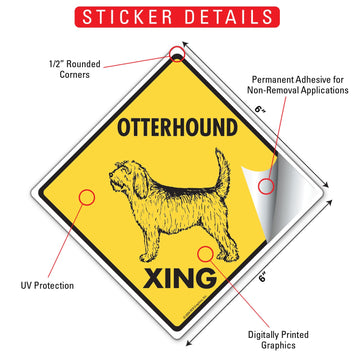 Otterhound Crossing Dog Aluminum Sign or Vinyl Sticker - Weatherproof Novelty - 0