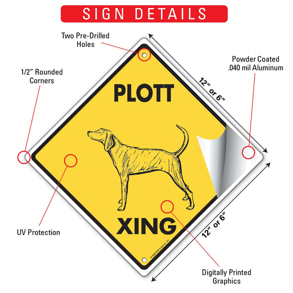 Plott Xing (Crossing) Dog Signs or Sticker