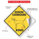 Redbone Coonhound Xing (Crossing) Dog Signs or Sticker-2
