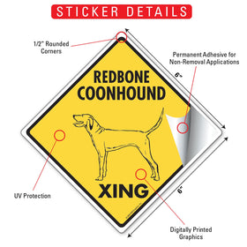 Redbone Coonhound Xing (Crossing) Dog Signs or Sticker - 0