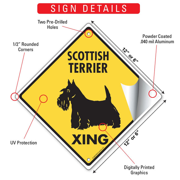 Scottish Terrier Xing (Crossing) Dog Signs or Sticker