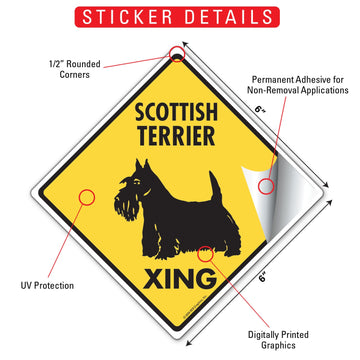 Scottish Terrier Xing (Crossing) Dog Signs or Sticker - 0