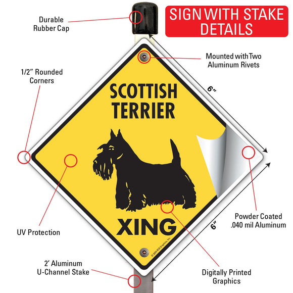 Scottish Terrier Xing (Crossing) Dog Signs or Sticker