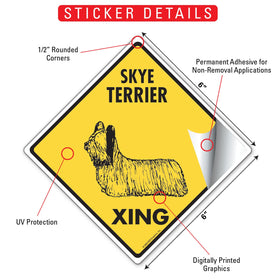 Skye Terrier Xing (Crossing) Dog Signs or Sticker - 0