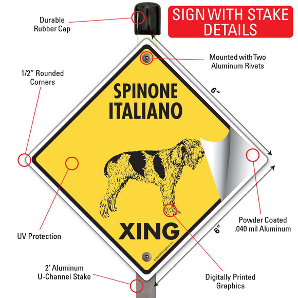 Spinone Italiano Xing (Crossing) Dog Signs or Sticker