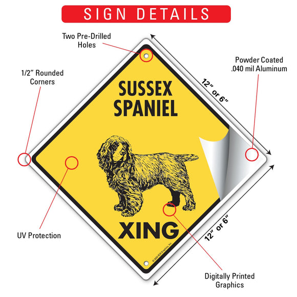 Sussex Spaniel Xing (Crossing) Dog Signs or Sticker
