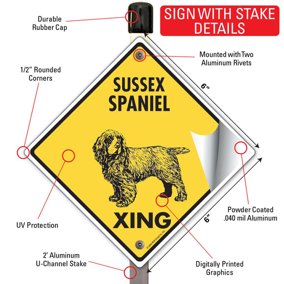 Sussex Spaniel Xing (Crossing) Dog Signs or Sticker