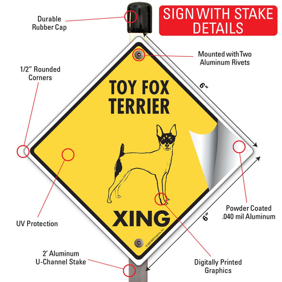 Toy Fox Terrier Xing (Crossing) Dog Signs or Sticker