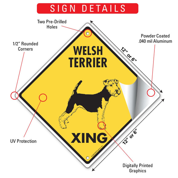 Welsh Terrier Xing (Crossing) Dog Signs or Sticker