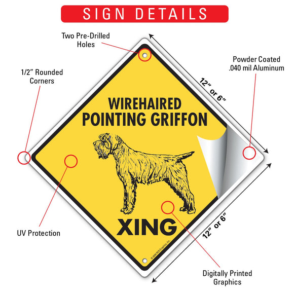 Wirehaired Pointing Griffon Xing (Crossing) Signs & Sticker
