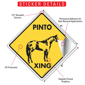 Pinto Xing (Crossing) Horse Signs or Sticker - 0