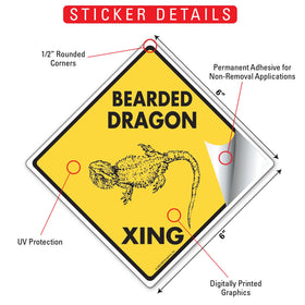 Bearded Dragon Xing (Crossing) Reptile Signs or Sticker - 0