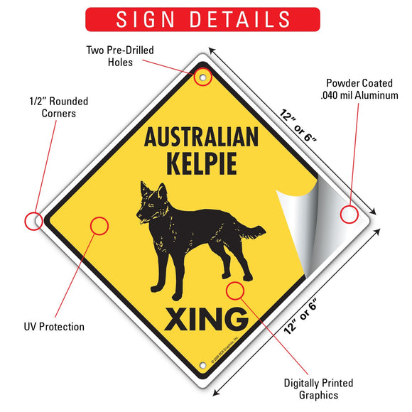 Australian Kelpie Xing (Crossing) Dog Signs or Sticker