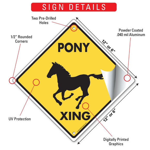 Pony Xing (Crossing) Horse Signs or Sticker