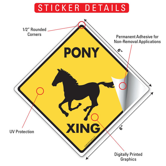 Pony Xing (Crossing) Horse Signs or Sticker