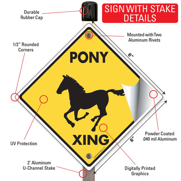 Pony Xing (Crossing) Horse Signs or Sticker