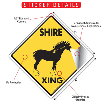Shire Xing (Crossing) Horse Signs or Sticker - 0
