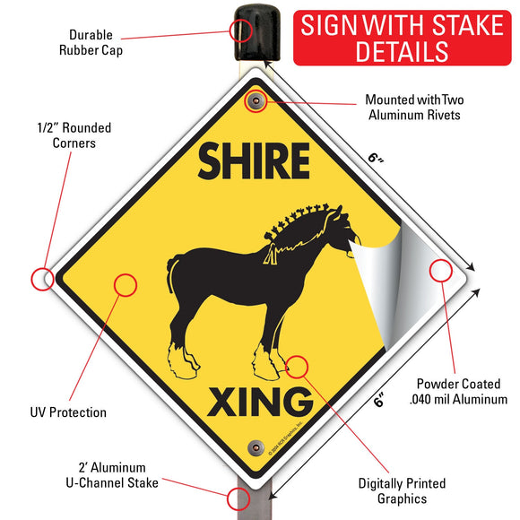 Shire Xing (Crossing) Horse Signs or Sticker