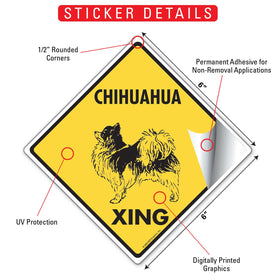 Chihuahua (Long Hair) Xing (Crossing) Dog Signs or Sticker - 0