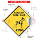 Harlequin Great Dane Xing (Crossing) Dog Signs or Sticker-3