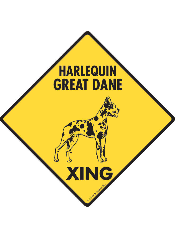 Harlequin Great Dane Xing Sign or Sticker