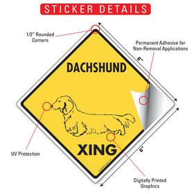 Dachshund (Long Hair) Xing (Crossing) Dog Signs or Sticker - 0