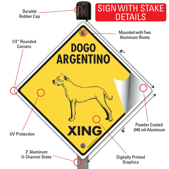 Dogo Argentino Xing (Crossing) Dog Signs or Sticker