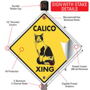 Calico Xing (Crossing) Cat Signs or Sticker-4
