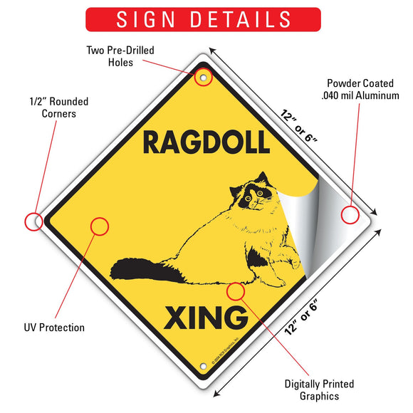 Ragdoll Xing (Crossing) Cat Signs or Sticker