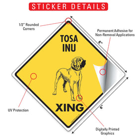 Tosa Inu Xing (Crossing) Dog Signs or Sticker - 0