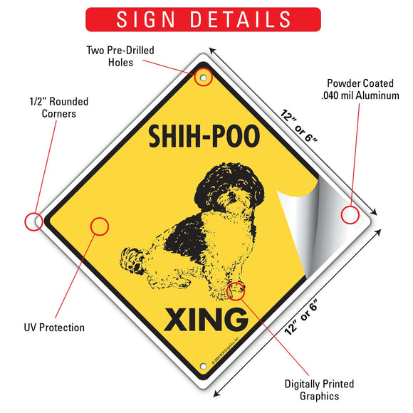 Shih-Poo Xing (Crossing) Dog Signs or Sticker