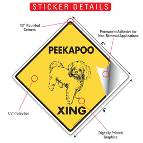 Peekapoo Xing (Crossing) Dog Signs or Sticker - 0