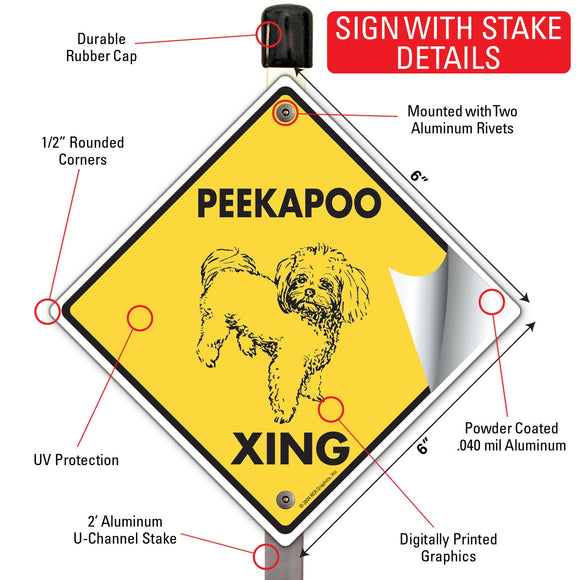 Peekapoo Xing (Crossing) Dog Signs or Sticker