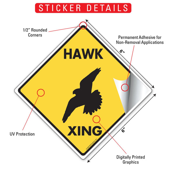 Hawk Xing (Crossing) Bird Signs or Sticker
