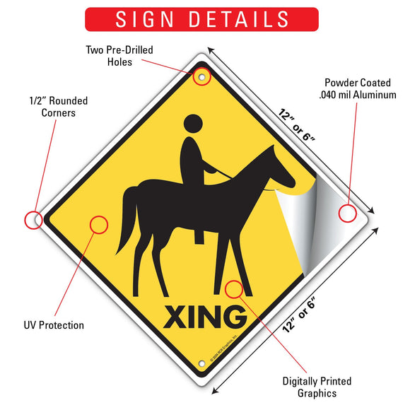 Horseback Riding Xing (Crossing) Signs or Sticker