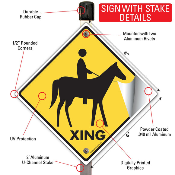 Horseback Riding Xing (Crossing) Signs or Sticker