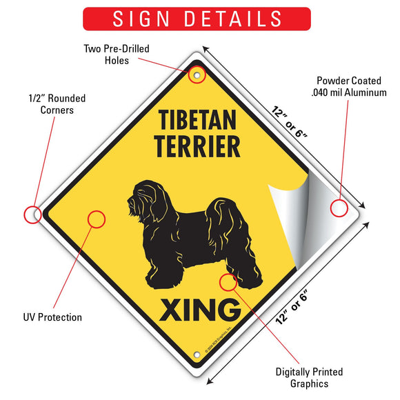Tibetan Terrier Xing (Crossing) Dog Signs or Sticker