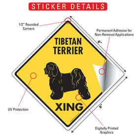 Tibetan Terrier Xing (Crossing) Dog Signs or Sticker - 0