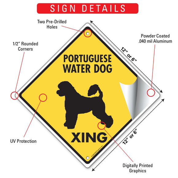Portuguese Water Dog Xing (Crossing) Signs or Sticker