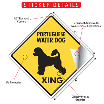 Portuguese Water Dog Xing (Crossing) Signs or Sticker - 0