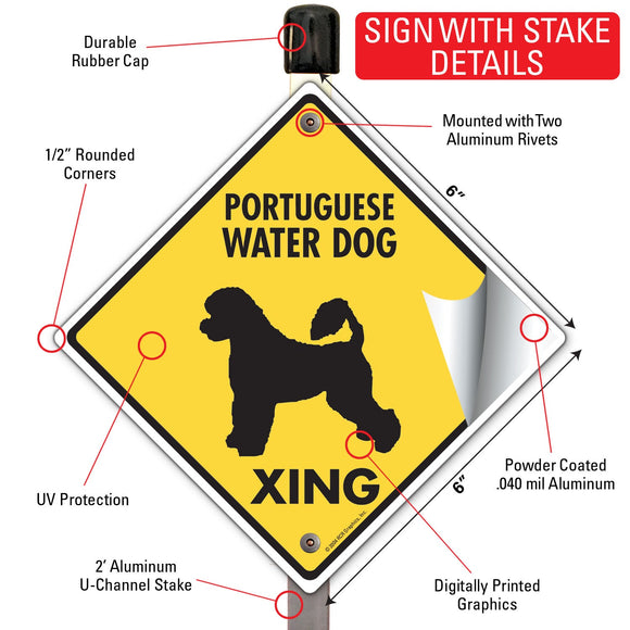 Portuguese Water Dog Xing (Crossing) Signs or Sticker